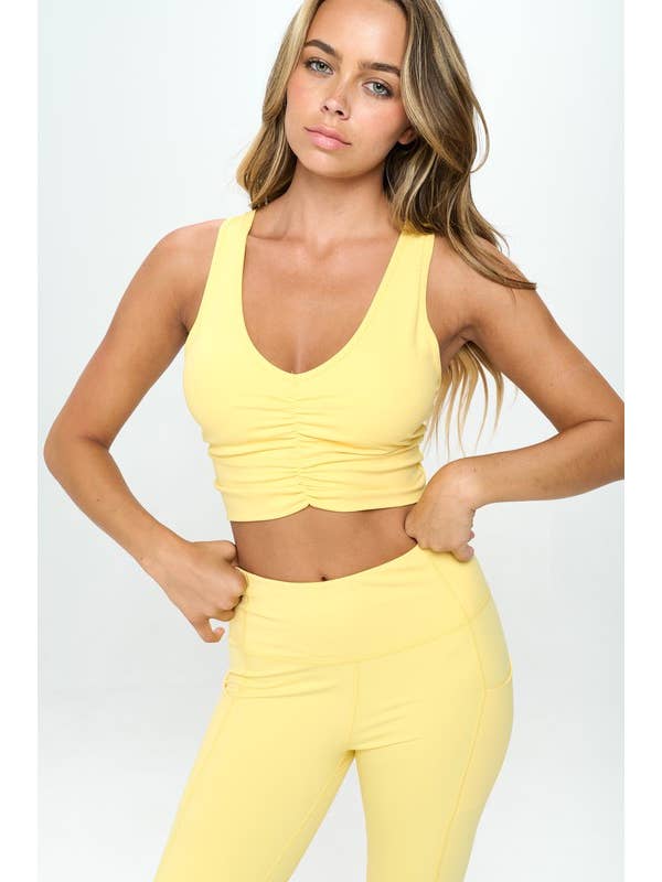 otos active - Wholesale Sports Bra - Women's - Deep V Drawstring Sports Bra Buttery Soft Fabric2