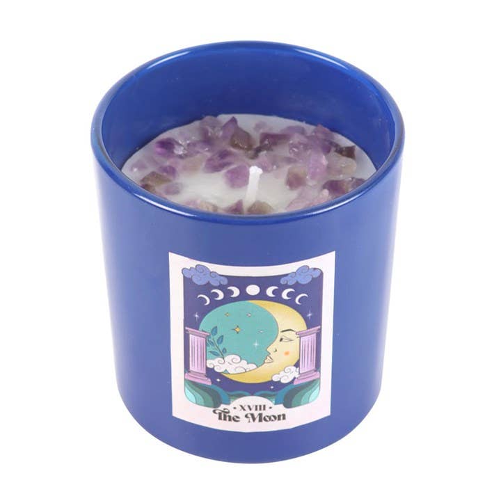 Something Different Wholesale - Wholesale Jar/Filled Candle - The Moon Amethyst Crystal Chip Candle2