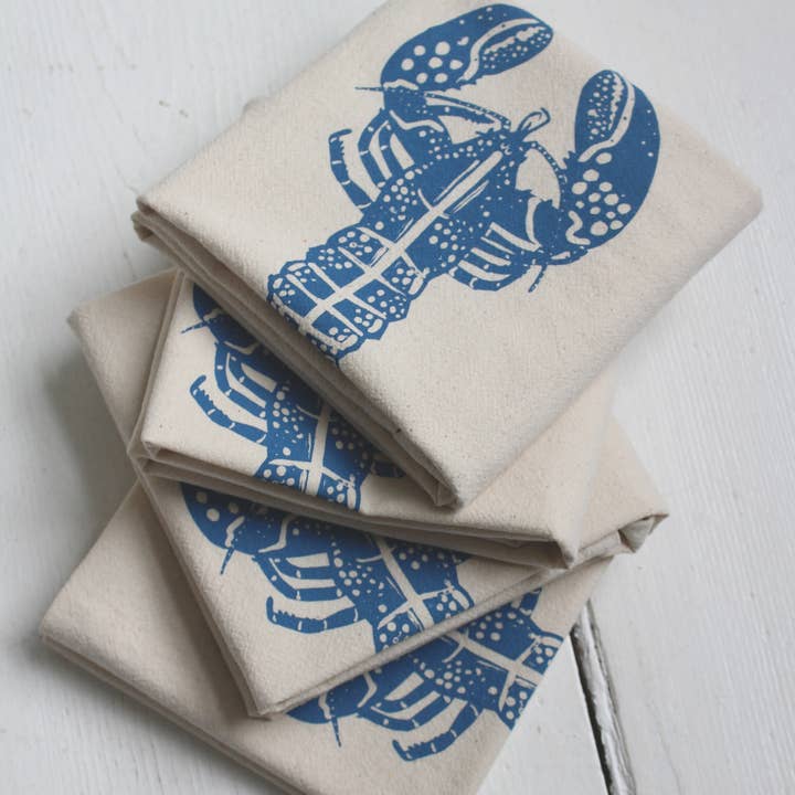 Hearth and Harrow – Guardanapo e pano de jantar por atacado – Conjunto de 4 Guardanapos de Lagosta de Algodão Orgânico - Azul-violeta Maine1