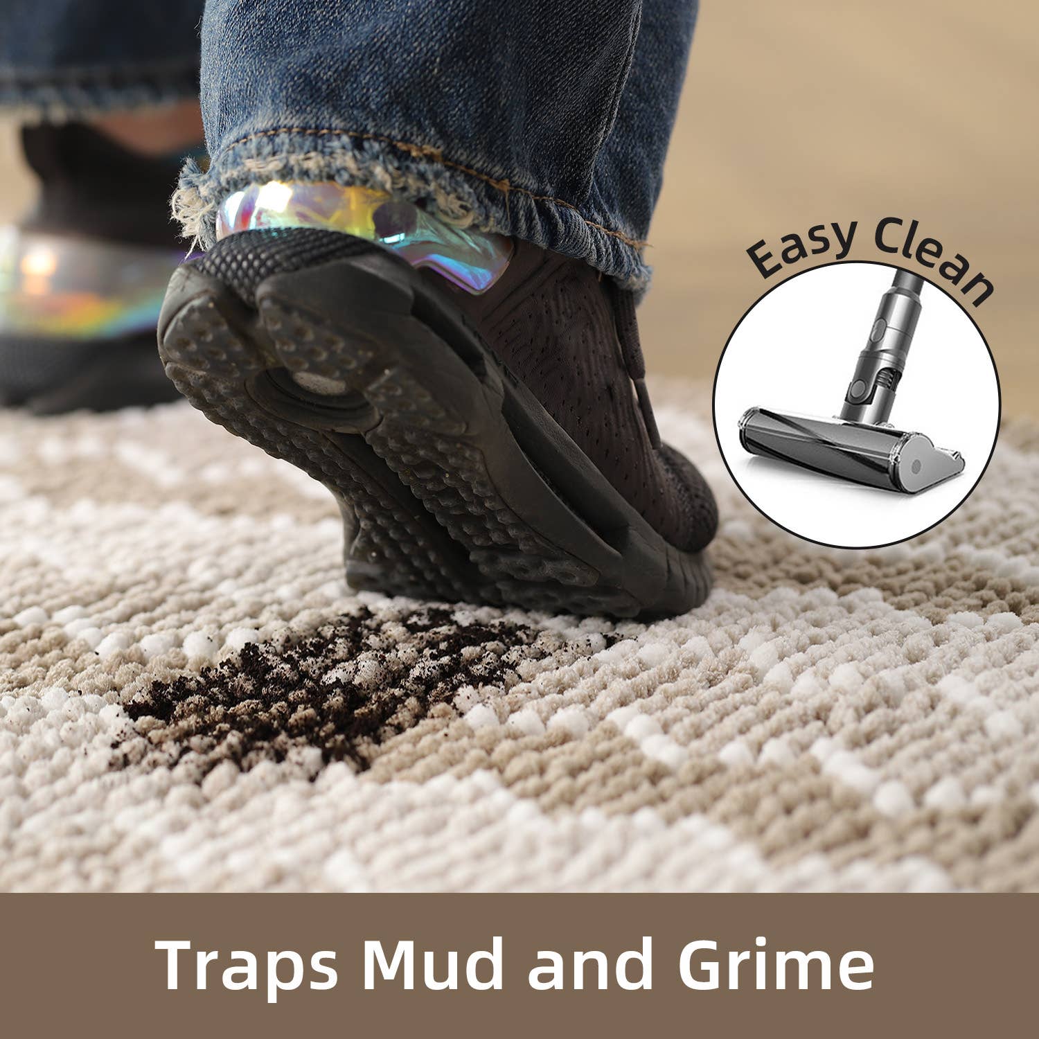 Kasentex – Tapete de banho por atacado – Tapete de Banheiro Macio de Chenille com Design Geométrico Antiderrapante5