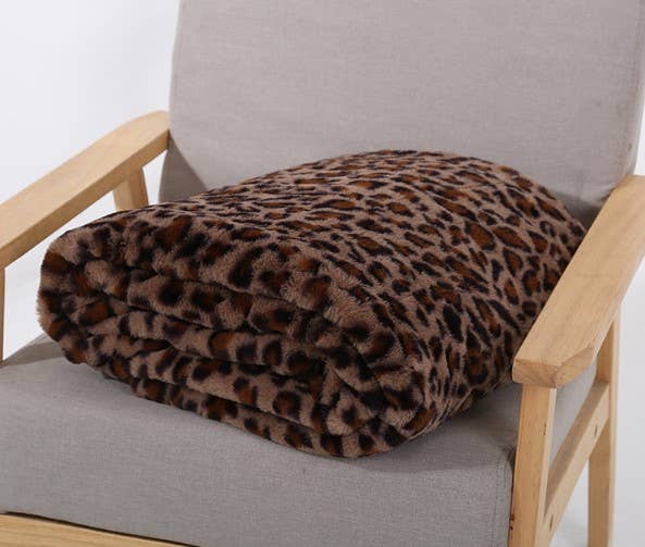 HIDDENBRAND - Wholesale Throw Blanket - Leopard fluffy faux fur Shaggy soft sofa throw blanket2