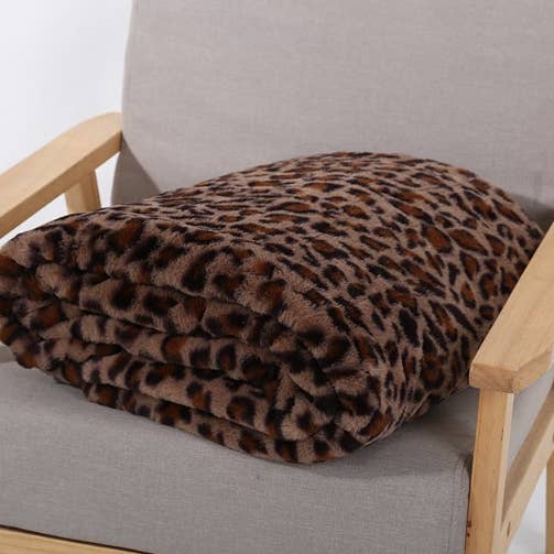 HIDDENBRAND - Wholesale Throw Blanket - Leopard fluffy faux fur Shaggy soft sofa throw blanket2
