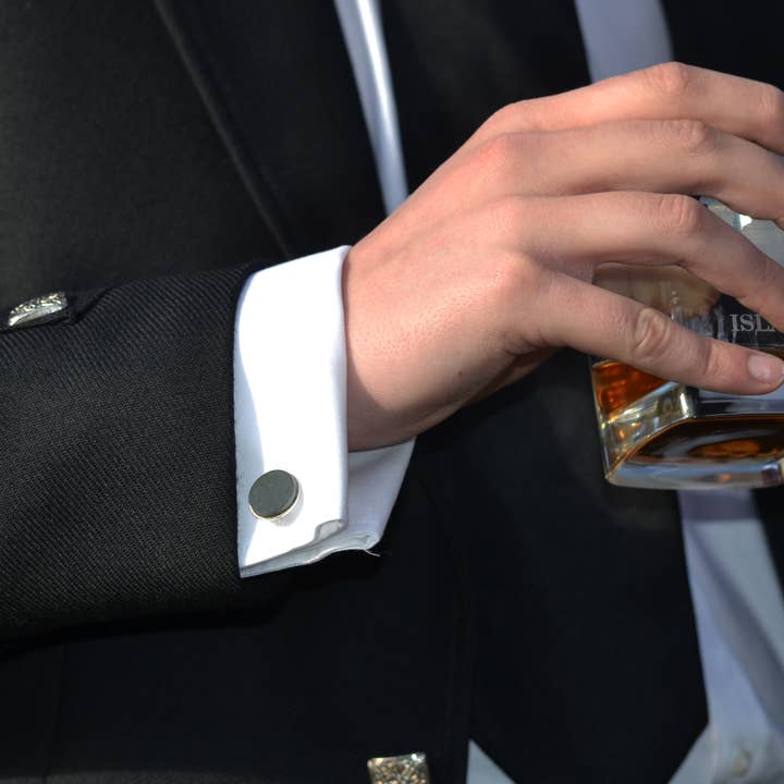 J Boult Designs - Wholesale Cufflinks - Silver-plated natural slate cufflinks