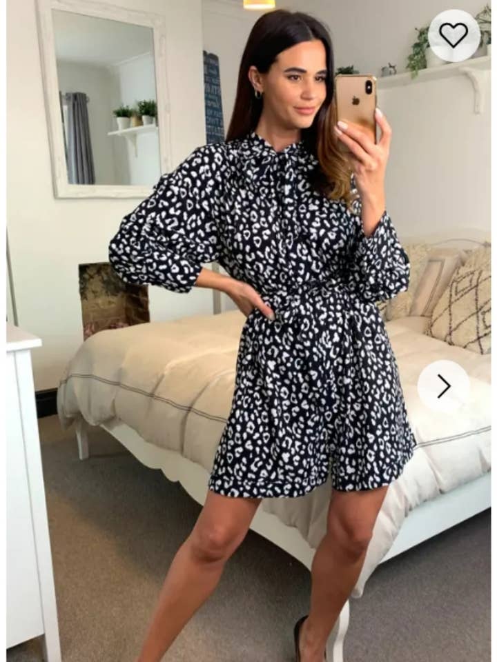 Long Sleeve Shirt Dress with Tie Waist in Black and White for wholesale by CY FASHION. LONDON