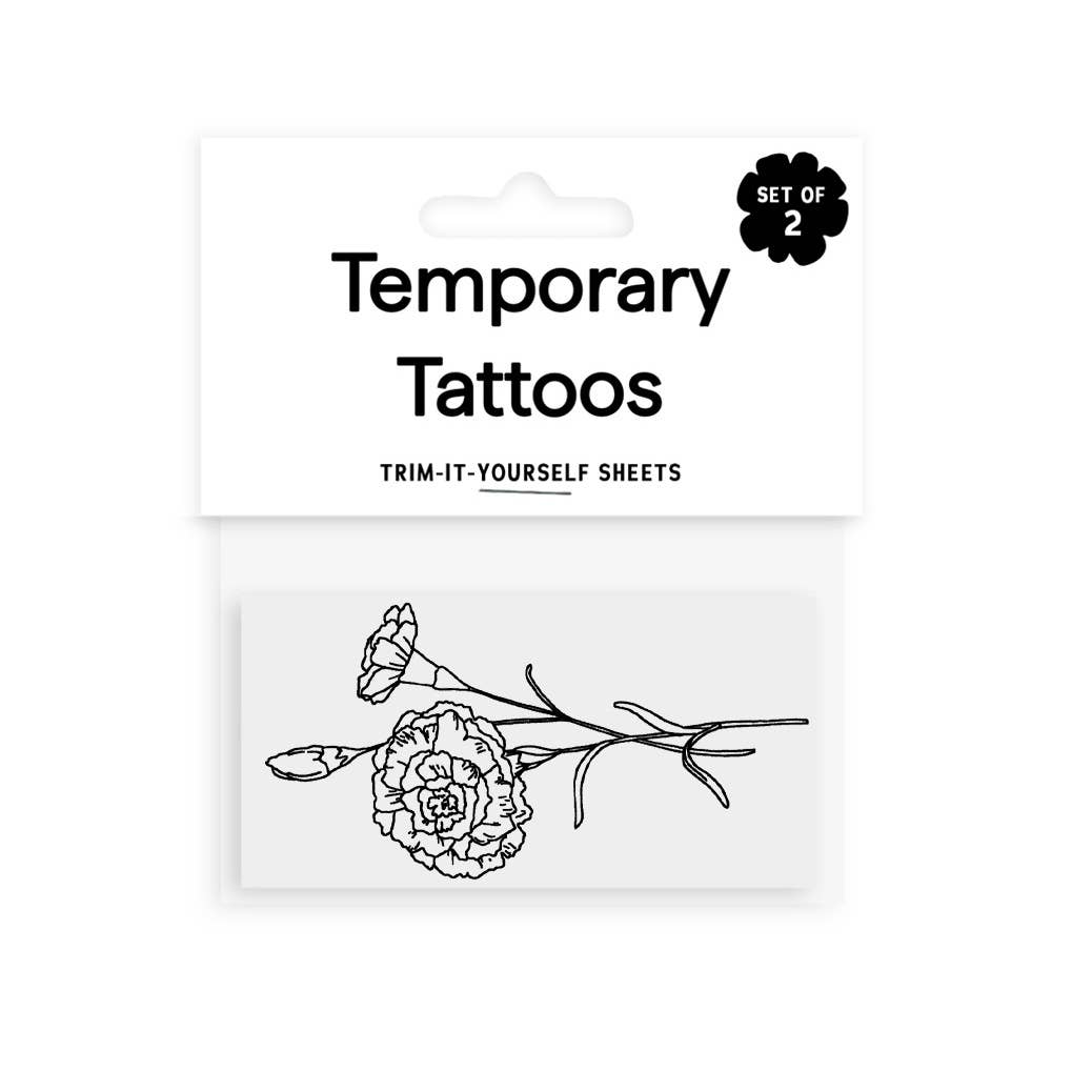Saint Tattoos – Engroshandel Midlertidig tatovering – Januar Fødsel Blomst - Carnation Midlertidige Tatoveringer1