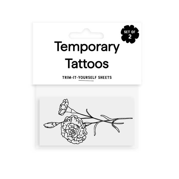 Saint Tattoos – Engroshandel Midlertidig tatovering – Januar Fødsel Blomst - Carnation Midlertidige Tatoveringer1