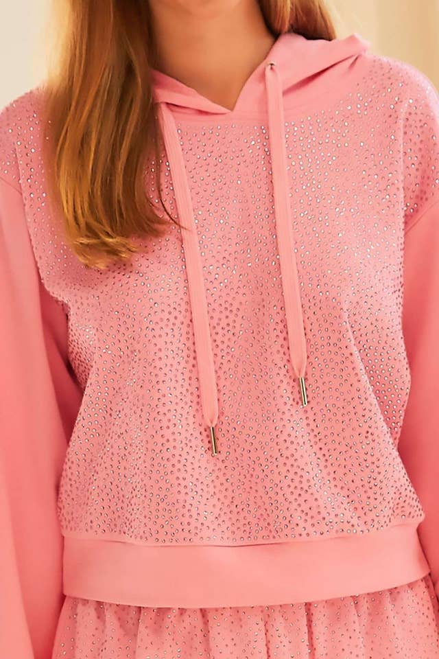 Main Strip - Wholesale Hoodie - Women's - ✨ Pink Rhinestone Hoodie – Sparkle Lounge Top