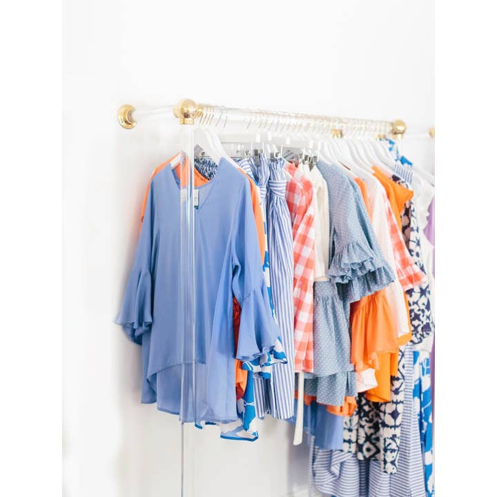 LuxHoldups - Wholesale Clothes Hangers - Lucite Brass Clothing Rack for Retail Display by Luxholdups4