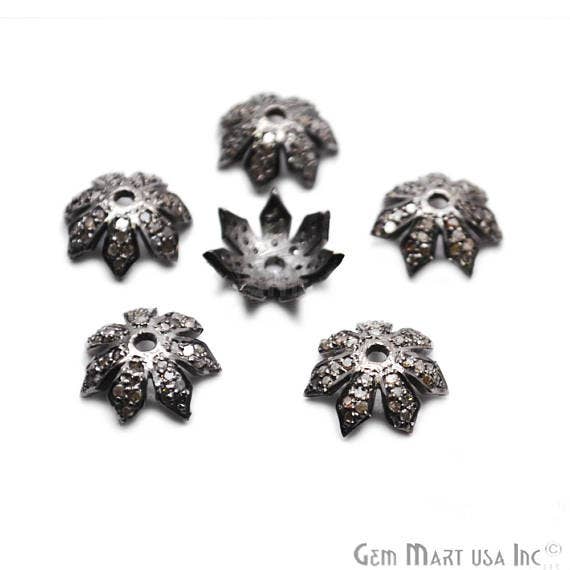 Collar de plata de ley con diamantes en forma de flor pavé para venta al por mayor de GemMartUSA