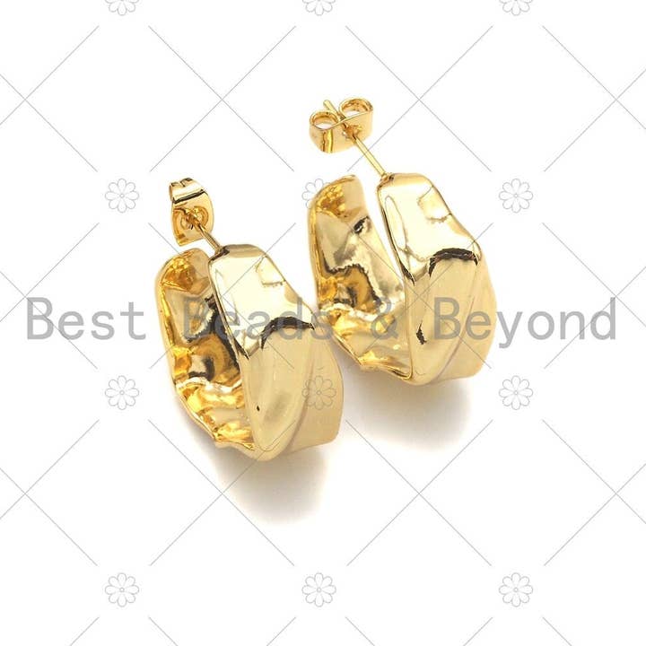 BestBeads&Beyond - Wholesale Hoop Earrings - Textured Twisted Hoop Earrings, Bold Gold Hoop Earrings, Chunky Earrings, Statement Hoops, Gold Hoops Earring, Minimal earrings,sku#EF06