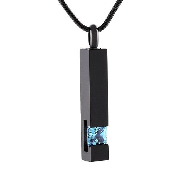 Cherished Emblems – wholesale Pendant/charm necklace – Black Cremation Urn Necklace Column With Gemstone8