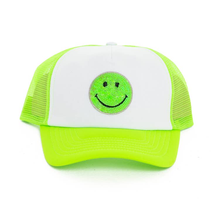 Tweens Trucker Hat w/ Happy Face Patch Christmas 2025 for wholesale by Malibu Sugar