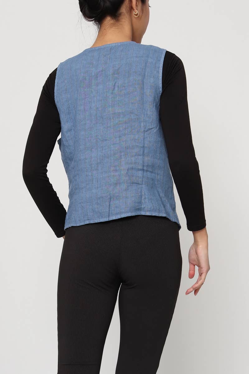 LÉA & LUC - Wholesale Button Down Shirt - Women's - Sleeveless shirt in 100% Linen REF. 517017