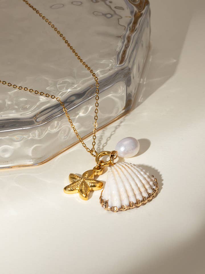 Pearl Starfish Shell vedhæng halskæde DPJN0912 for engroshandel hos Dipped Shop