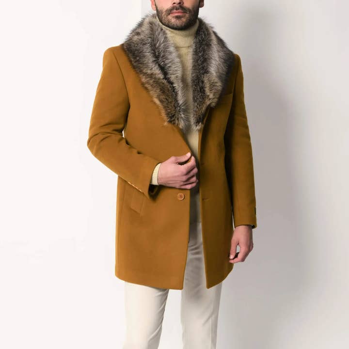 Lodevole – wholesale Kappa – Herr – Mink Krage Kappa Kamel Brun