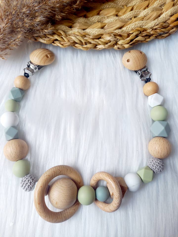 Wagenspanner Sage, marble, lichtgrijs (met of zonder naam) for wholesale by Happy by Lies