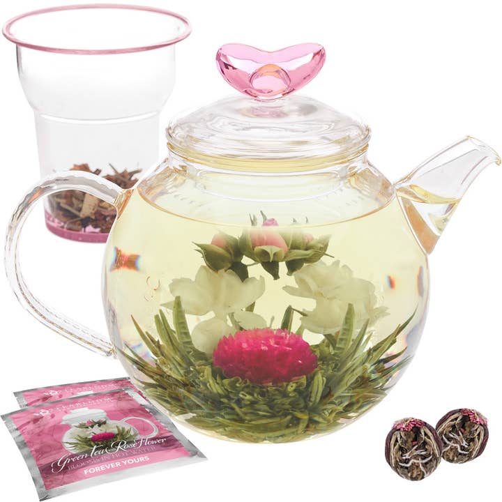 Teabloom Eternal Love Teapot with Loose Tea Glass Infuser for wholesale by Teabloom