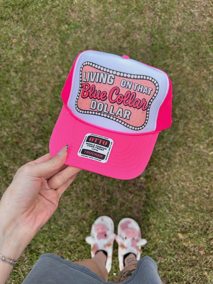 Blue Collar Dollar Trucker Hat (Multiple Color Options) for wholesale by Gunpowder and Glam Boutique