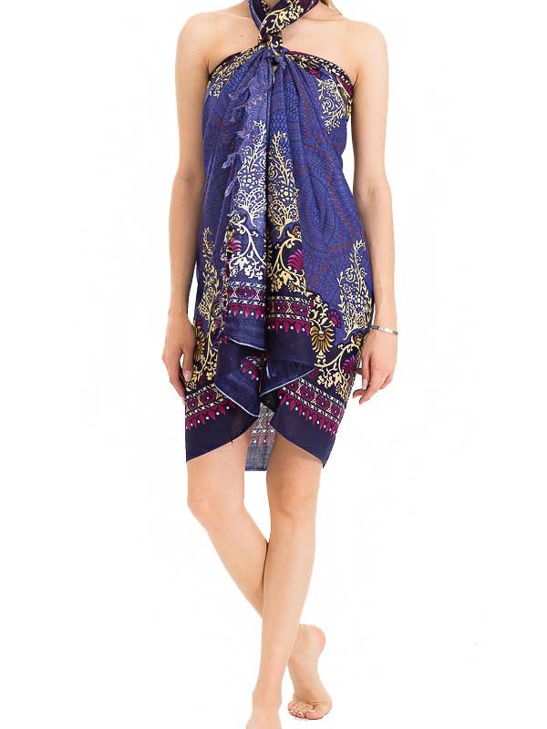 Cap Zone - Wholesale Swim cover-up – Women’s - Mandala Cotton Beach Sarong Block Print1