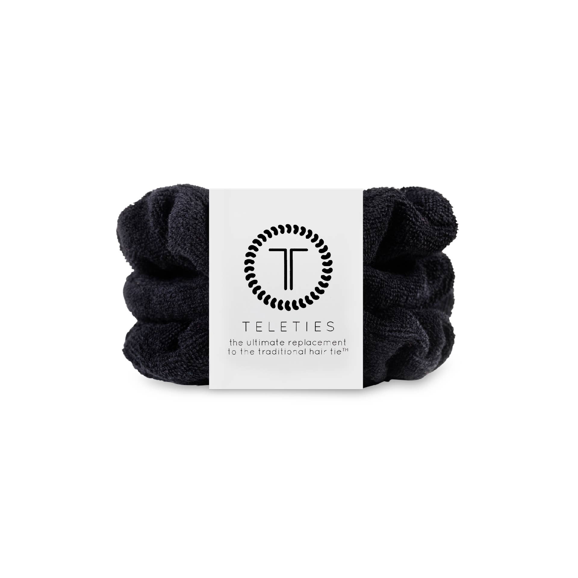 TELETIES - Wholesale Scrunchie - Women's - Terry Cloth Hair Scrunchie | Small | Jet Black