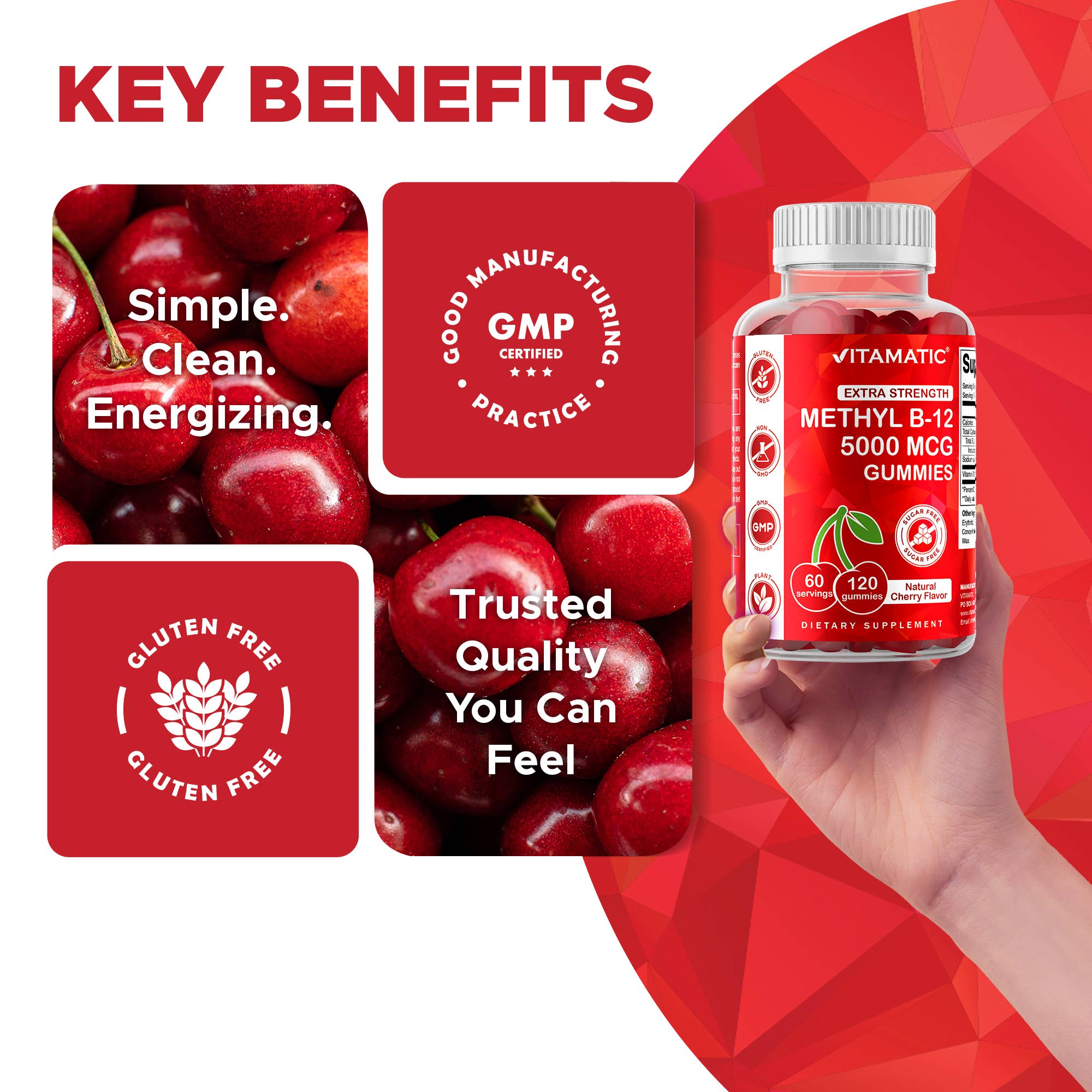 Vitamatic - Wholesale Voedingssupplement/vitamine - Vitamatic Vitamine B12 5000mcg (Methyl B12) Gummies4