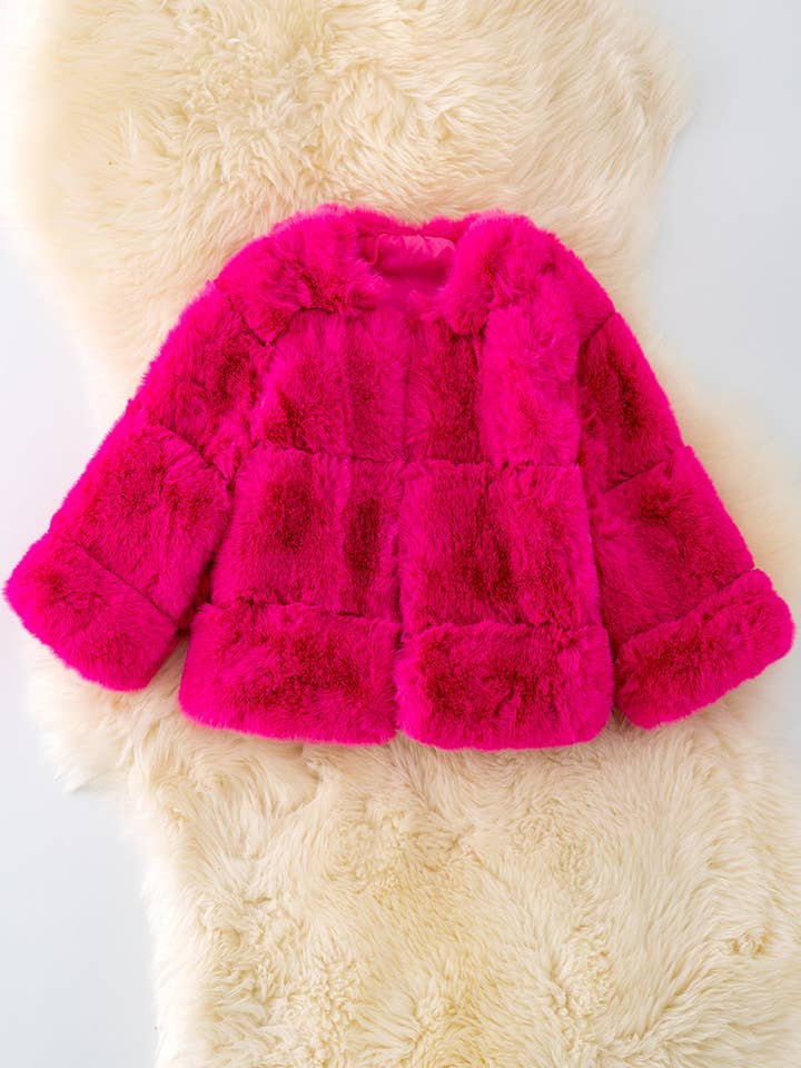 Kids Charm Online - Wholesale Jacket - Kids - Fuchsia faux fur cozy jacket. TPG40415 amy