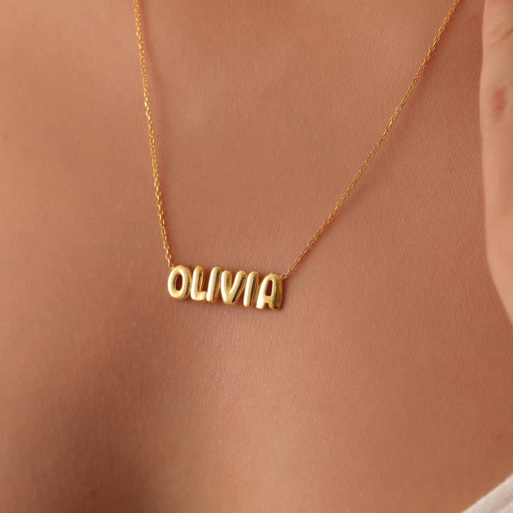Scented Candles Shop - Wholesale Pendant/Charm Necklace - Bubble Letter Necklace, Bubble Name Necklace, 3D Letters,1