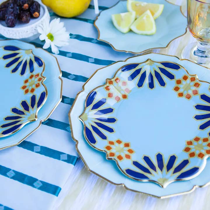 EID Creations - Wholesale Disposable Plate - Blue Hue Marrakesh Lunch Plate Discount Box (100)2