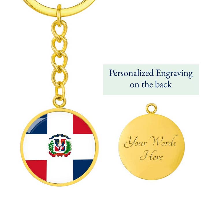 Unique Gifts Store - Wholesale Keychain - Unisex - Dominican Flag - Luxury Keychain