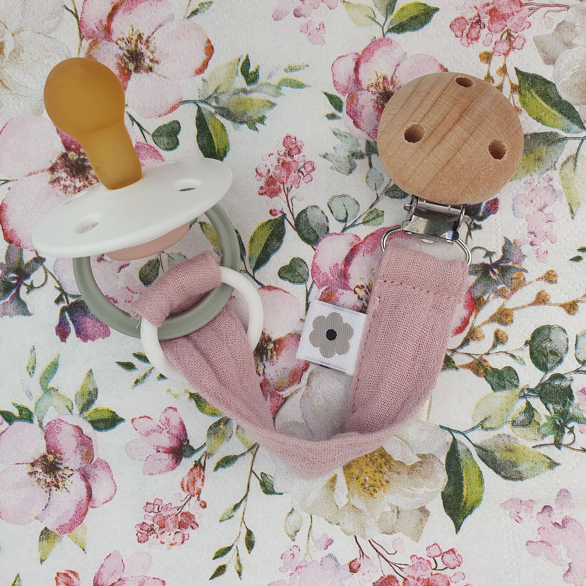 Summerville organic - Wholesale Pacifier Clip - Baby - Organic Pacifier Clip Muslin Pale Mauve8