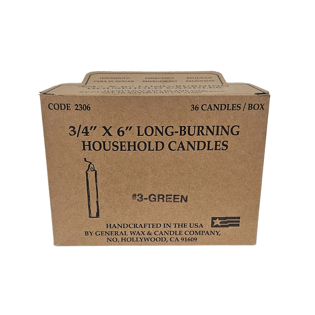 Botanica Luz Del Dia Inc - Wholesale Tapered Candle/Candlestick - SPELL CANDLE GREEN 6" INCH BOX2