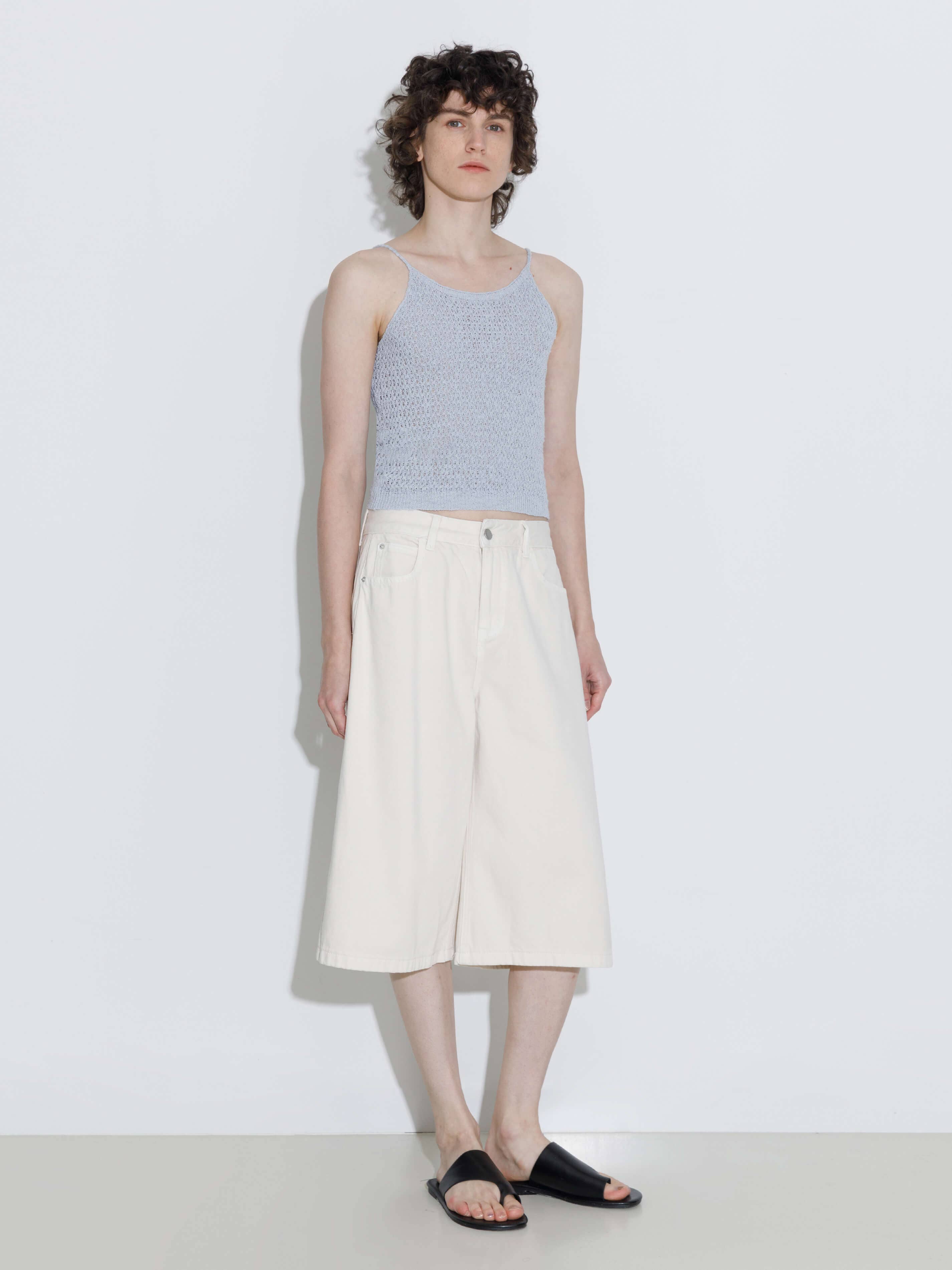 CUBIC - Vente Short – femme - Short en jean ample mi-genou blanc/bleu18