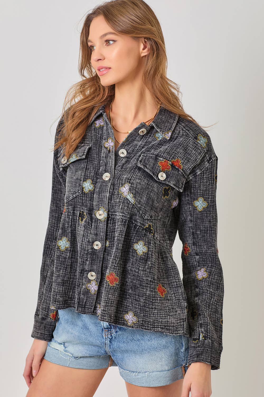 Mystree – Blusão - Mulher por atacado – 61004 Casaco Peplum Lavado6