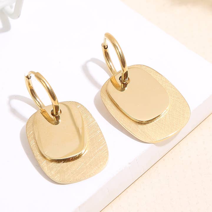 Pendientes de aro dorados con colgantes superpuestos para venta al por mayor de JOYA