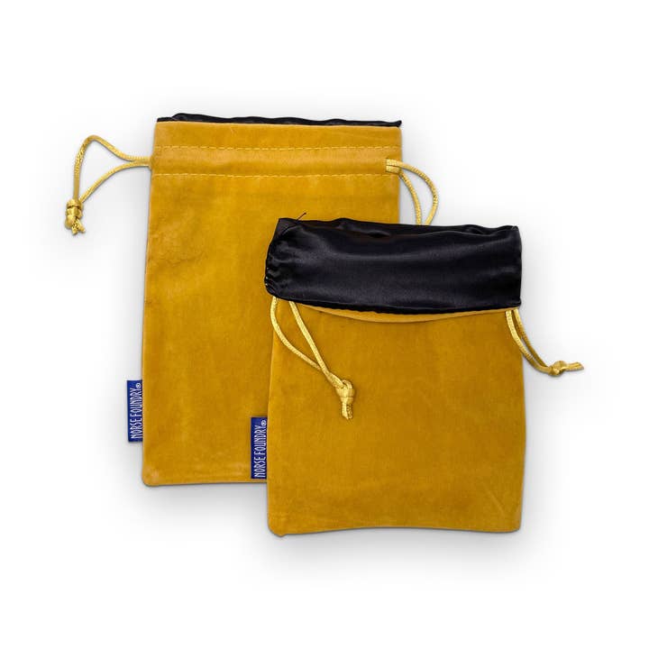 Yellow/Black Dice Bag 5 x 7″ Velvet with Reinforced Treated Satin for wholesale by Norse Foundry