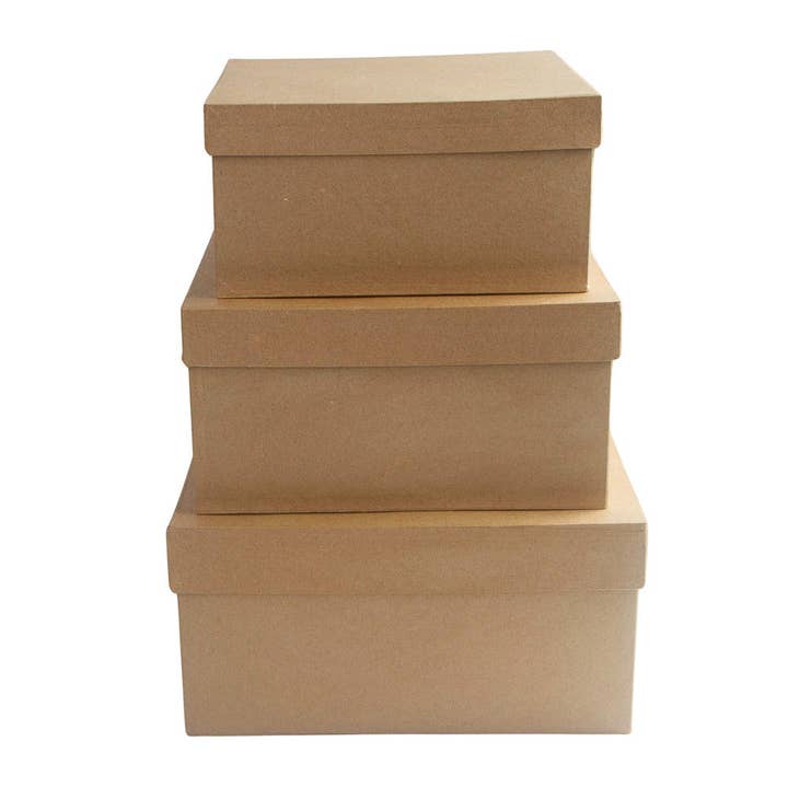 Factory Direct Craft - Wholesale Gift Box - Premade 3-Piece Nested Paper Mache Square Box Set