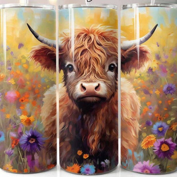 Gobelet de 20 oz avec vache des Highlands pour la vente par The Branded Monkey