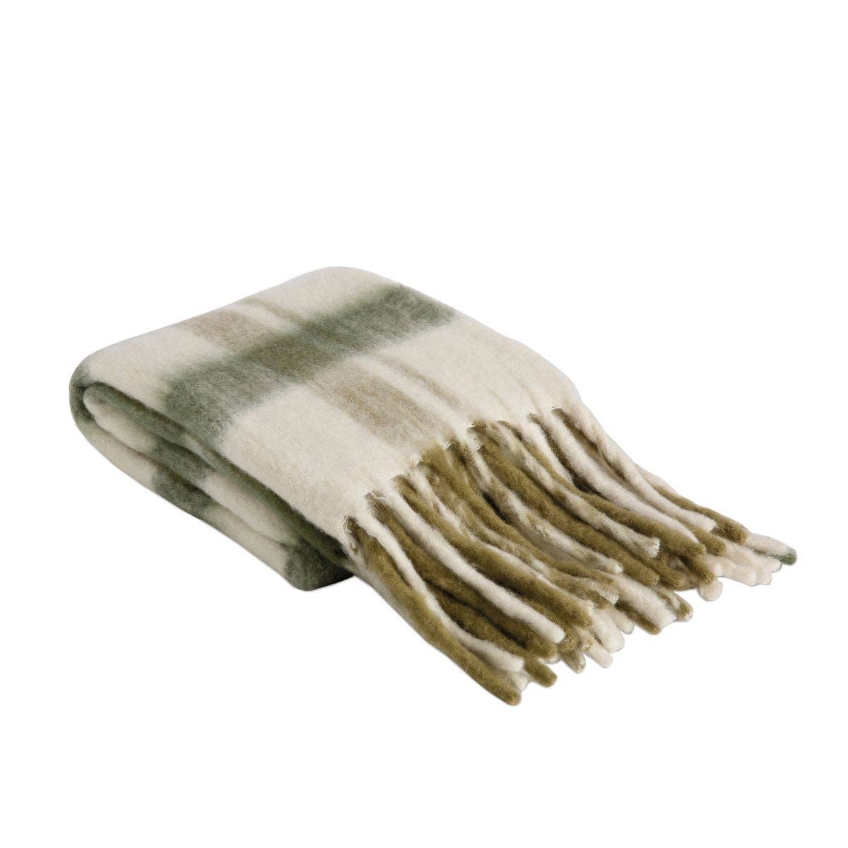 Andrea House - Wholesale Throw Blanket - Green plaid wool blanket for sofa2