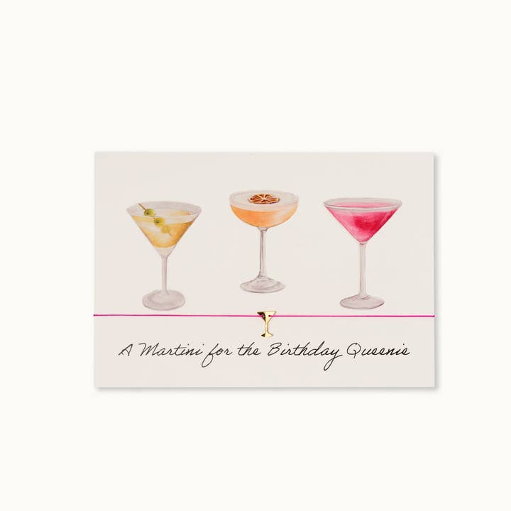 Armband-Karte: Martinis Birthday Queenie for wholesale by by Vivi.