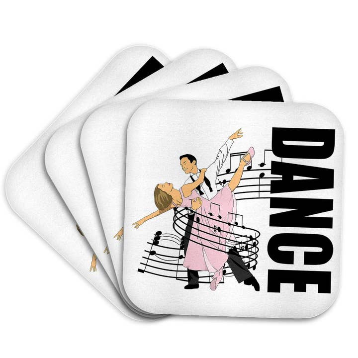 3dRose - Wholesale Coasters - 3dRose, Dance partners dancing wrapped in music, for the love of Dance., Coaster7