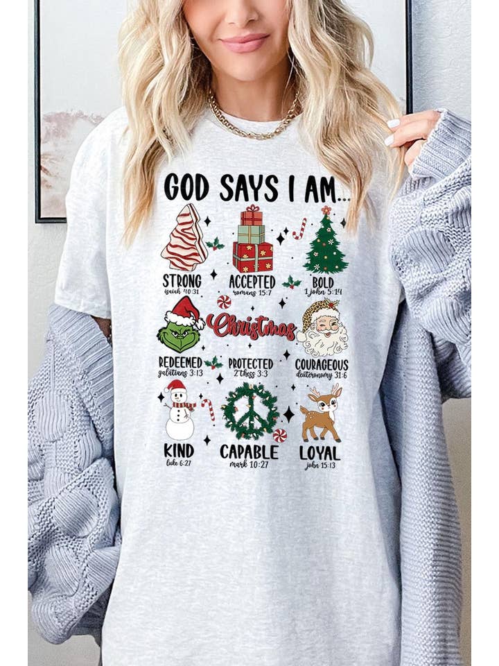 COLORBEAR - Wholesale T-Shirt (Graphic) - Unisex - God Says I Am Christmas Graphic Heavyweight Tee2
