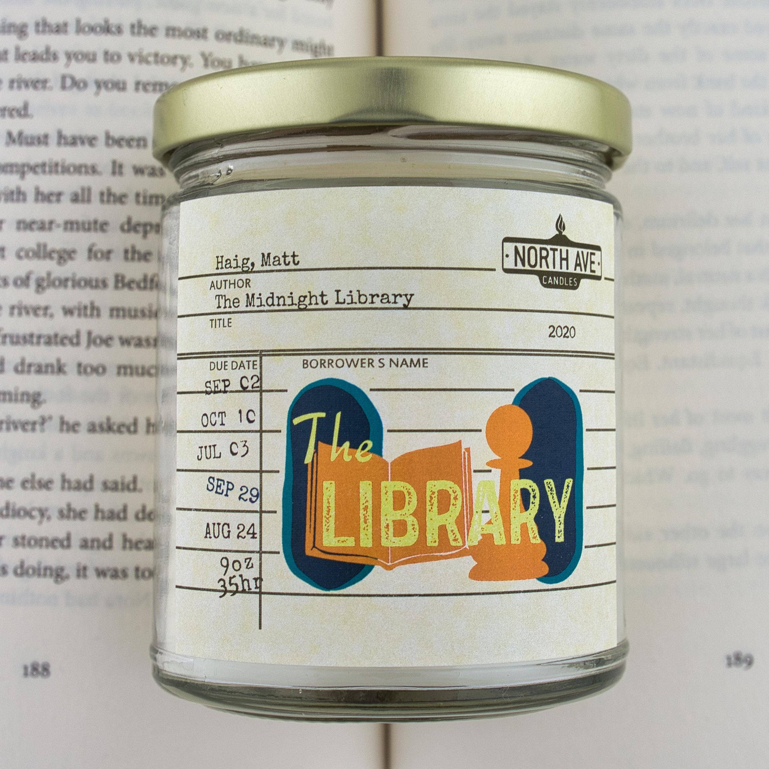 North Ave Candles - Wholesale Jar/Filled Candle - Book Candle / The Midnight Library / Bookstore Gift /3
