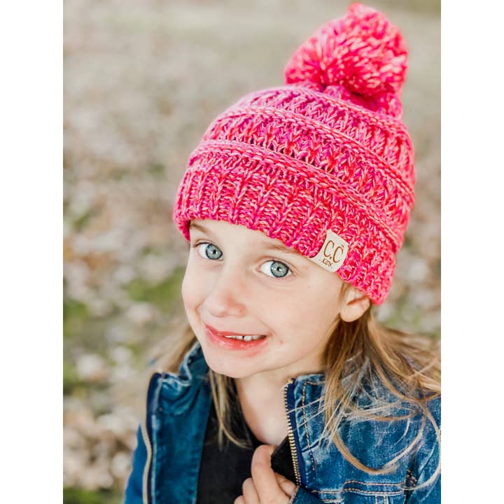 Gorros CC Pom de Cuatro Tonos para Niños YJ816KIDS POM para venta al por mayor de C.C Beanie