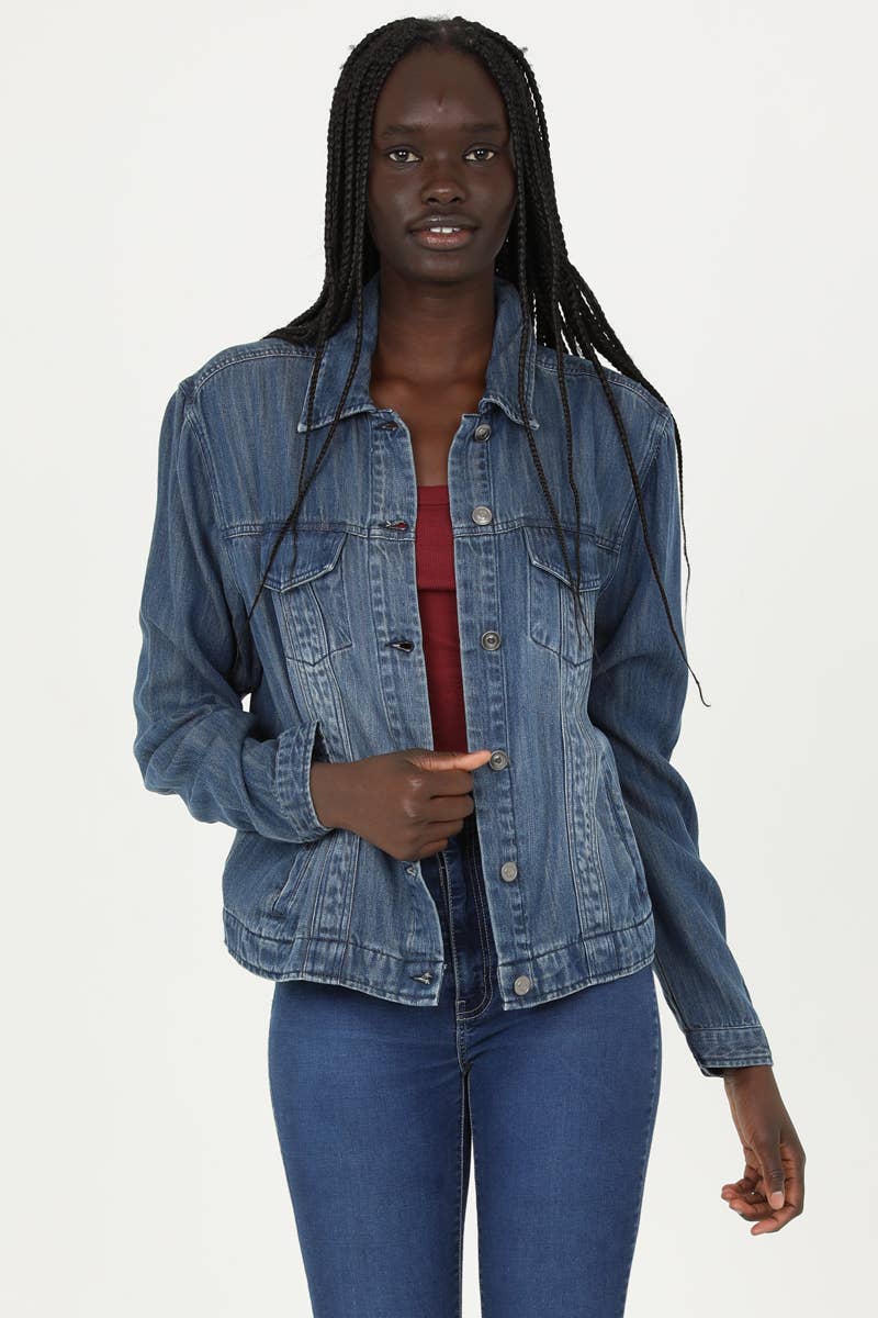 ANGIE - Wholesale Denim Jacket - Women's - SJ919-ASIS WASHED DENIM TENCEL BUTTON FRONT JACKET39