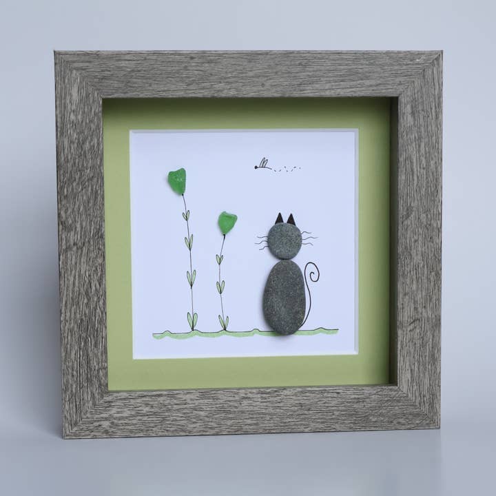 Beach Rock Cat in a Sea Glass Garden for wholesale by Driftsea Creations