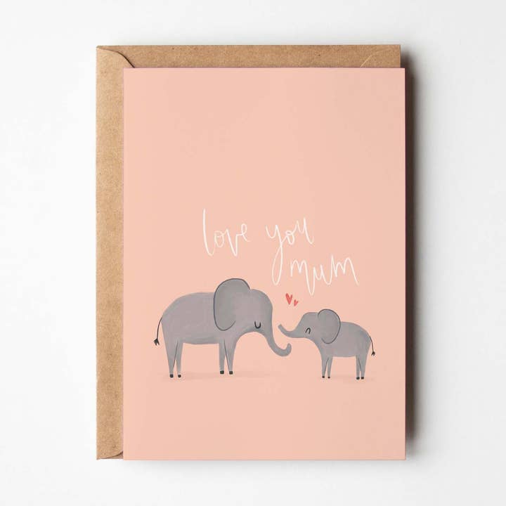 Elephant Love You Mor Mors Dag A6-kort for engroshandel hos Mint and Pickle