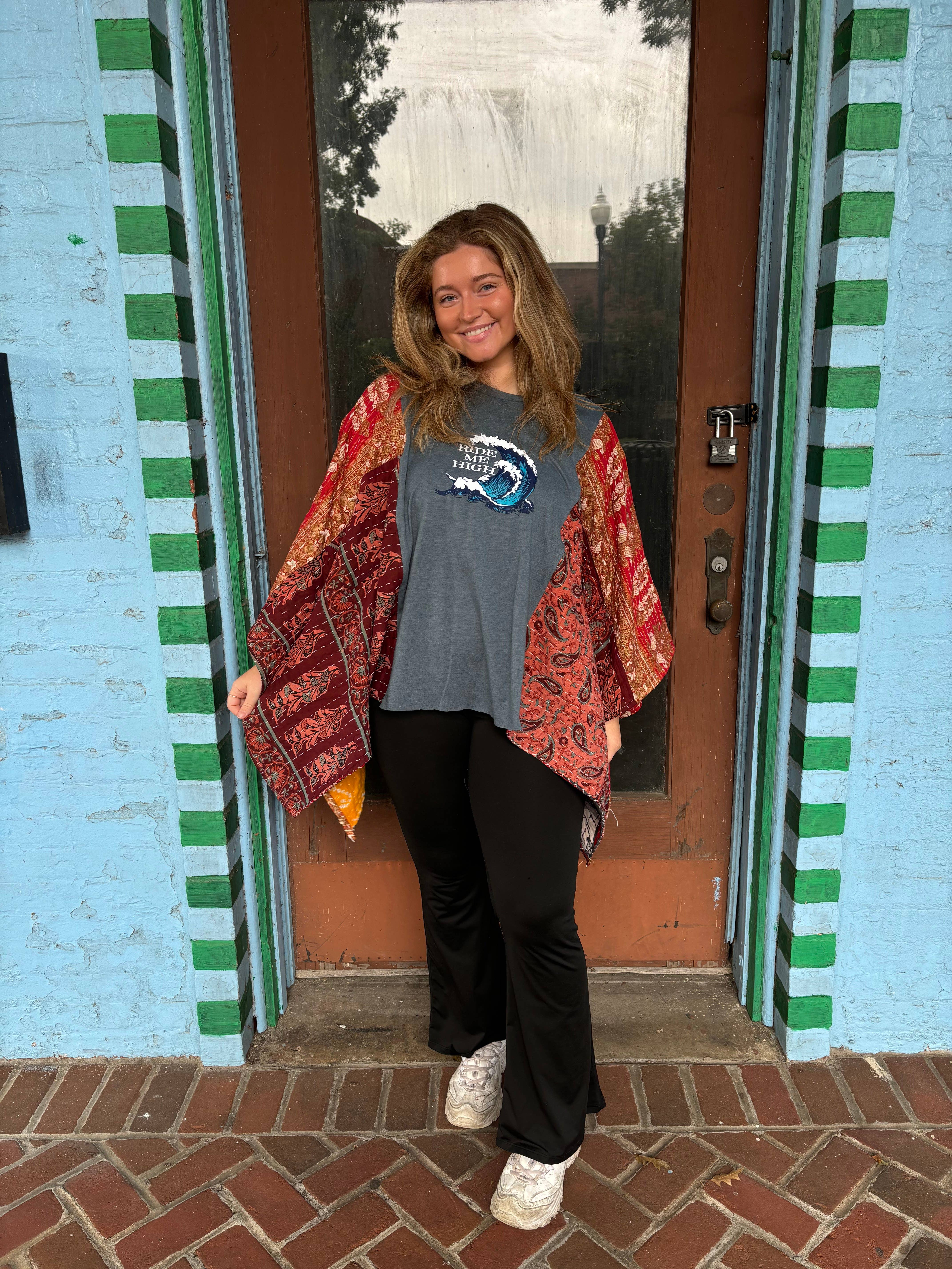 Little Hippie Chick – wholesale Poncho - Dam – Unik Kantha-poncho i ny tappning7