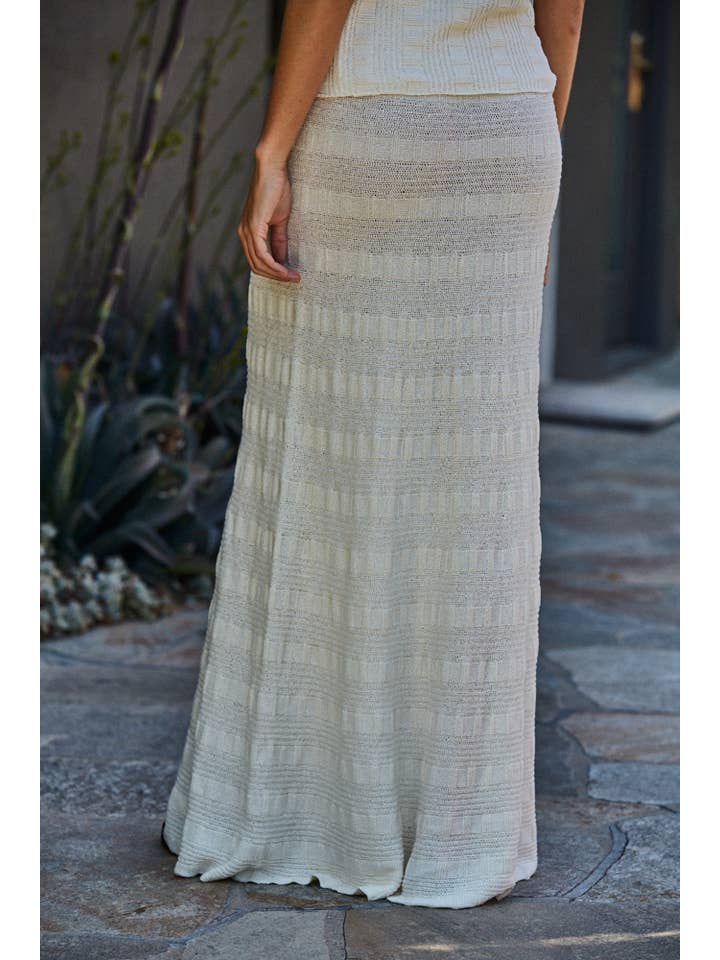Cream W2002 | Knit Sweater Acrylic Cotton Nylon Ribbed Maxi Skirt for wholesale on Faire