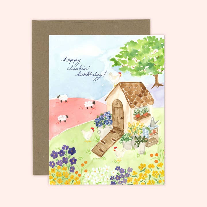 Biglietto di Auguri Cluckin' | Chicken Cottage per la vendita all'ingrosso da parte di Almeida Illustrations