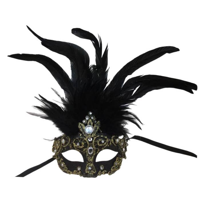 Sensibling Corp. - Wholesale Costume - Women's - Rhinestone Accent Masquerade Venetian Feather Mask6